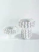 Axyaa White Lace Ceramic Vase - Handcrafted Home Decoration Essentials