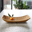 Axyaa Handwoven Rattan Ellipse Serving Basket Plate - Food Storage & Display