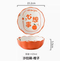 Axyaa Ceramic Salad and Fruit Dessert Bowl Set for Household Air Fryer, Blessings Gift Tableware