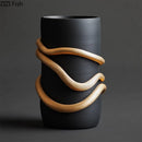 Axyaa Golden Snake Relief Vase for Chic Desk Decor & Artificial Floral Arrangement