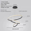 Axyaa LED Ring Pendant Chandelier Black Gold Modern Nordic Ceiling Light