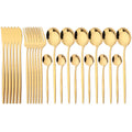 Axyaa 24-Piece Stainless Steel Cutlery Set - Black Western Dinnerware Silverware Set