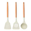 Axyaa Silicone Wooden Handle Kitchen Utensils Set