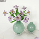 Axyaa Big Belly Green Glass Vase Hydroponics Plant Pots for Aesthetic Room Decor
