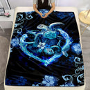Axyaa Blue Sea Turtle Bohemian Animal Print Throw Blanket - Soft Sofa Couch Bed Decor