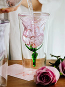 Axya Double Rose Water Cup Girls Glass - High Temperature Resistant Coffee Cup