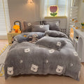Axyaa Cartoon Style Fluffy Coral Fleece Duvet Cover - Queen/King Size