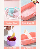 Axyaa Cartoon Lunch Box Set - Leak-Proof Kids Bento with Spoon, Sauce Box