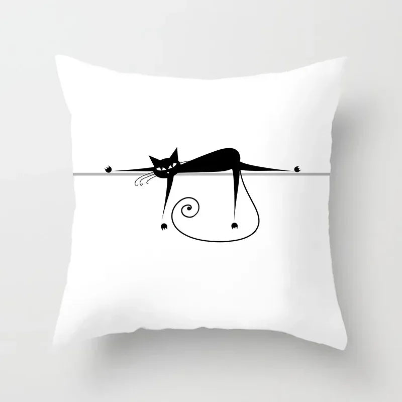 Axyaa Cartoon Black Cat Cushion Cover 45*45cm