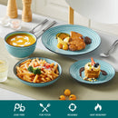 Axyaa Handpainted Blue Spiral Dinnerware Set - 24/48 Pieces
