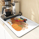 Axyaa Turkey Leaf Kitchen Mat - Non-Slip Absorbent Coasters for Fall Harvest