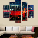 Axyaa Red Luxury Sports Car Canvas Wall Art Prints for Modern Home Decor