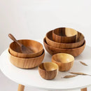 Axyaa Japanese Acacia Wooden Salad Bowl - Large Wooden Tableware
