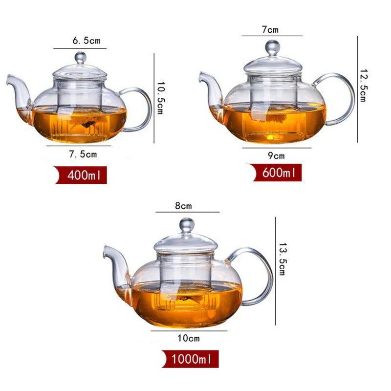 Axya Clear Glass Teapot with Infuser - Stovetop Safe Loose Leaf Tea Maker