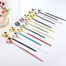 Axyaa Long Handle Mirror Ice Spoon Set - 10Pcs Stainless Steel Flatware & Bar Tools