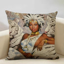 Axyaa Vintage African Indian Sexy Girl Women Oil Painting Cushion Cover
