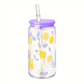 Axyaa Daisy Cherry Blossom 16oz Reusable Cup with Straw Lid, Durable Drinkware