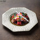 Axyaa Retro Ceramic Plate Hammer Pattern Tableware Serving Plates