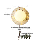Axyaa White Glass LED Wall Light Fixture Terrazzo Stone Pull Chain Switch Home Decor