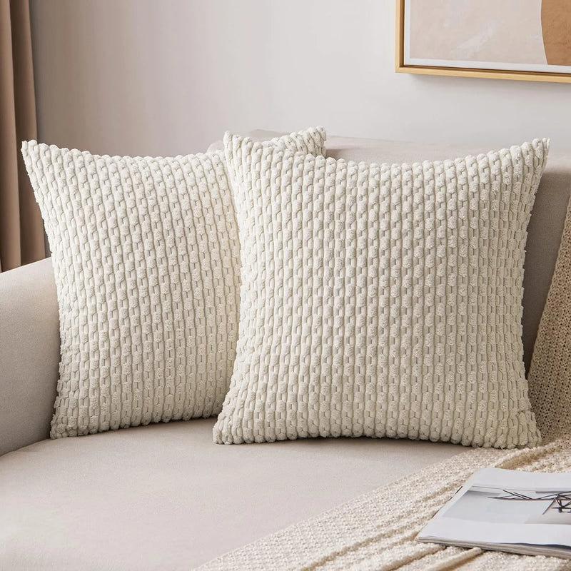 Axyaa 18x18 Corduroy Throw Pillows for Sofa, Bed & Living Room