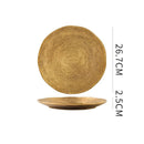 Axyaa Frosted Golden Ceramic Dinner Plate Steak Pasta Salad Dessert Bowl Molecular Cuisine Specialty Tableware.