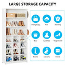 Axyaa Freestanding Shoe Rack: 24 Pair Organizer with Side Hooks & Shelves