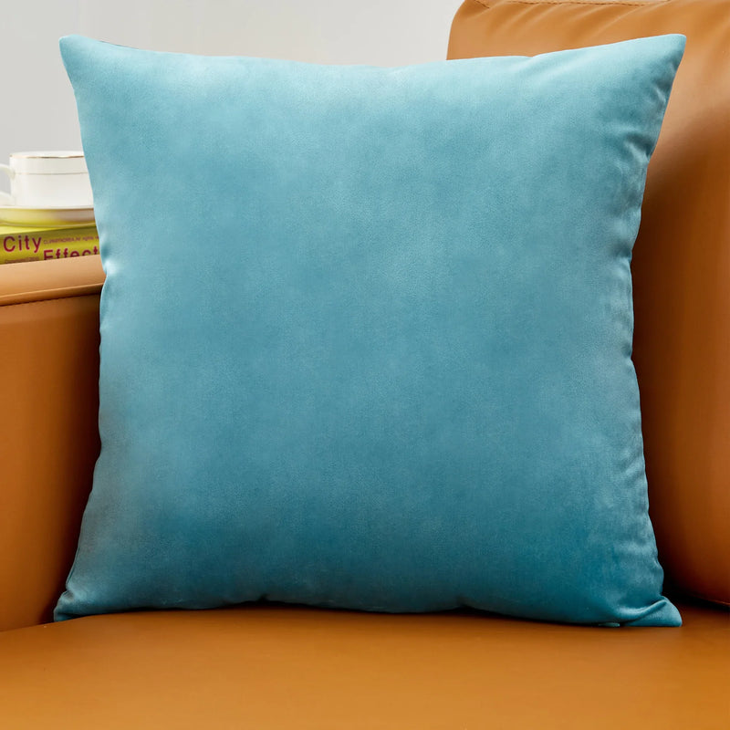 Axyaa Velvet Pillowcase Nordic Style for Living Room Sofa, Sky Blue Soft Cushion Cover