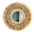 Axyaa Raffia Circle Wall Mirror Farmhouse Decor for Living Room Bedroom