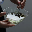 Axyaa Glass Teacup & Spoon Set: Bamboo Hat Design Kung Fu Tea Ware