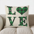 Axyaa Lucky Green Plaid Shamrock Throw Pillow Cover