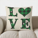 Axyaa Lucky Green Plaid Shamrock Throw Pillow Cover