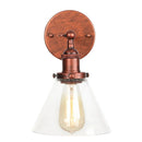 Axyaa Clear Glass Iron LED Wall Lamp Stair Light Fixture Vintage Industrial Plug-In Bedside