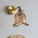 Axyaa Vintage Brass Wall Sconce with Adjustable Glass Lampshade