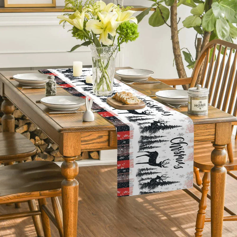 Axyaa Christmas Tree Snowflake Table Runner for Indoor Outdoor Holiday Dining