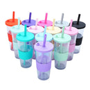 Axyaa Double-layer Plastic Straw Cup with Sleeve - Portable, Reusable, and Stylish