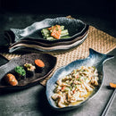 Axyaa Ceramic Fish Plate for Sushi and Steamed Fish, Household Kitchen Essential