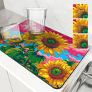 Axyaa Kitchen Absorbent Mat: Oil Painting Antiskid Draining Coffee Dish Drying Mat