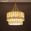 Axyaa French Shell Chandelier: Elegant 5-Lamp Gold Lighting for Living Room, Bedroom, Kitchen
