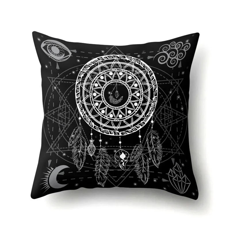 Axyaa Boho Indian Feather Dreamcatcher Pillow Cushion Cover for Home Decor