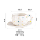 Axyaa Hand-Pinched Ceramic Mug & Saucer Set, Irregular Floral Design, Ins Style Drinkware