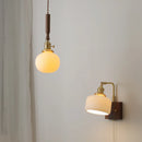 Axyaa Modern Ceramic Walnut Copper LED Pendant Light Chandelier