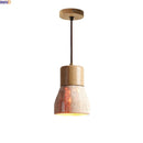 Axyaa Adjustable LED Pendant Lamp Stone Wood Hanging Light
