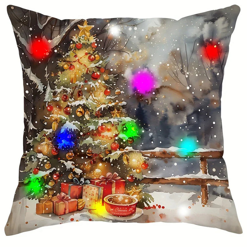 Axyaa Snowman & Christmas Tree LED Pillowcase for Festive Home Decor & Gifts