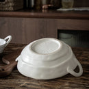 Axyaa Matte Ceramic Two Ear Bowl for Soup, Noodles, Salad - Light Food Bowl