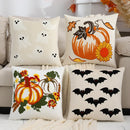 Axyaa Dutch Velvet Halloween Pillowcase with Pumpkin Bat Embroidery