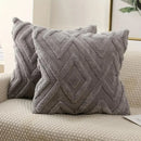 Axyaa Beige Faux Wool Rhombus Throw Pillow Covers Soft Plush Short Fleece Patterned Pillowcase