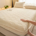 Axyaa Velvet Jacquard Fitted Mattress Protector for Single Double Beds