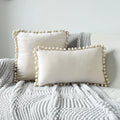 Axyaa Velvet Cushion Cover with Tassels Fringe - Soft Decorative Boho Pillows