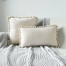 Axyaa Velvet Cushion Cover with Tassels Fringe - Soft Decorative Boho Pillows