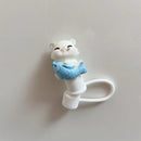 Kawaii Cat Silicone Straw Cover for 10mm Straws - Axyaa Charm Decoration